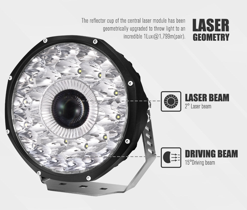 LIGHTFOX 9inch Laser  LED Driving Lights Osram Black Round Offroad Truck SUV 4x4