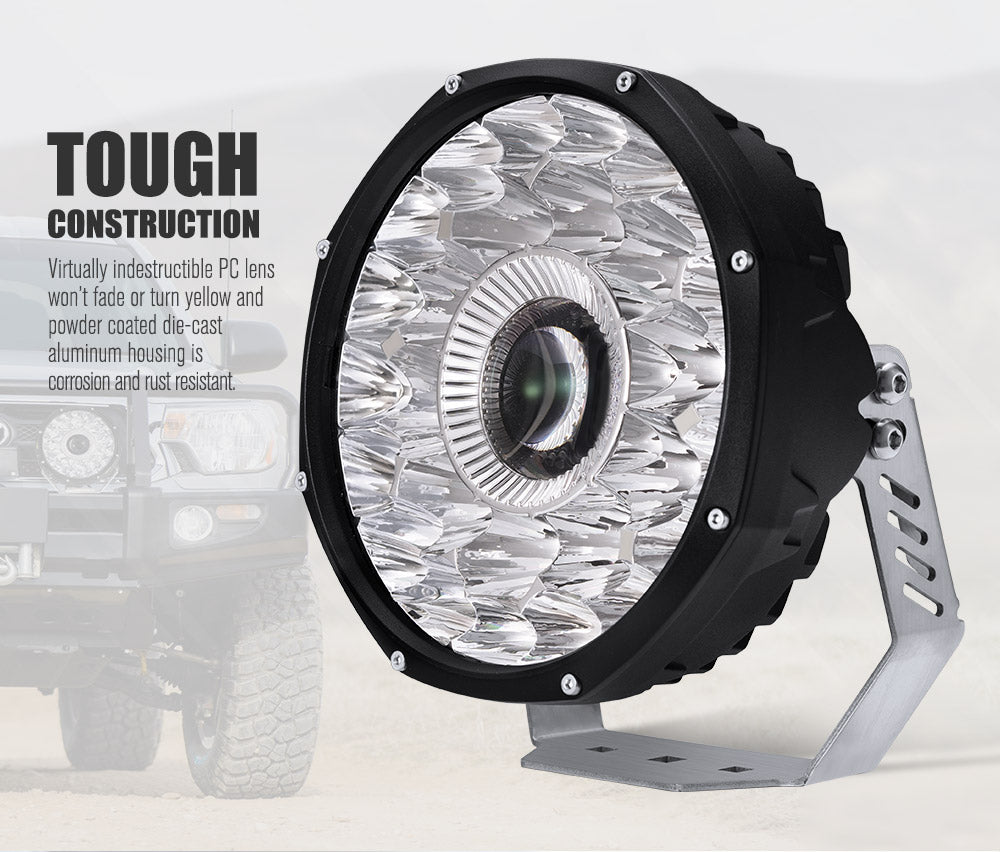 LIGHTFOX 9inch Laser  LED Driving Lights Osram Black Round Offroad Truck SUV 4x4