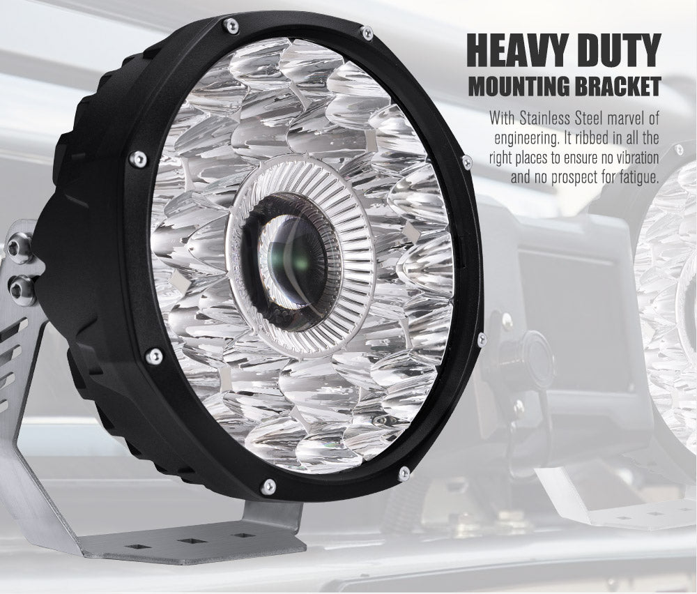LIGHTFOX 9inch Laser  LED Driving Lights Osram Black Round Offroad Truck SUV 4x4