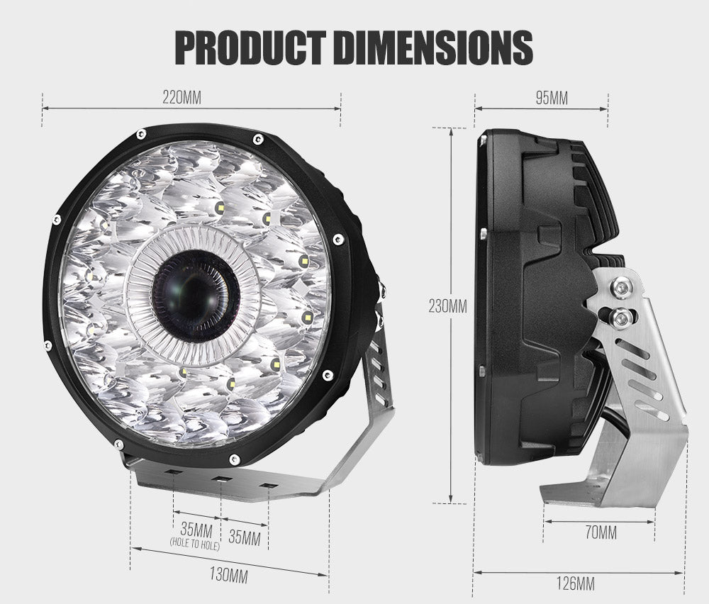 LIGHTFOX 9inch Laser  LED Driving Lights Osram Black Round Offroad Truck SUV 4x4