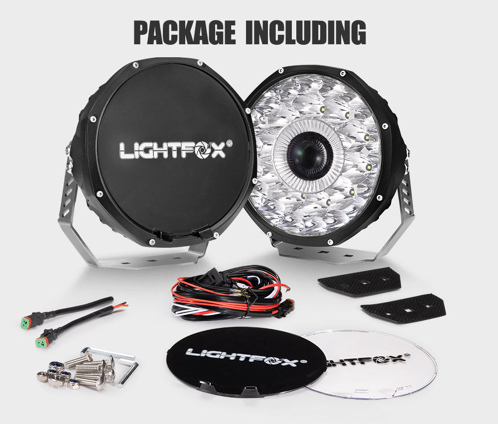 LIGHTFOX 9inch Laser  LED Driving Lights Osram Black Round Offroad Truck SUV 4x4