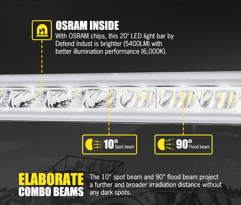 LED Work Lights 4 Inch Flood Spot Round 7" 12" 23" 26" Bar Wiring Kit