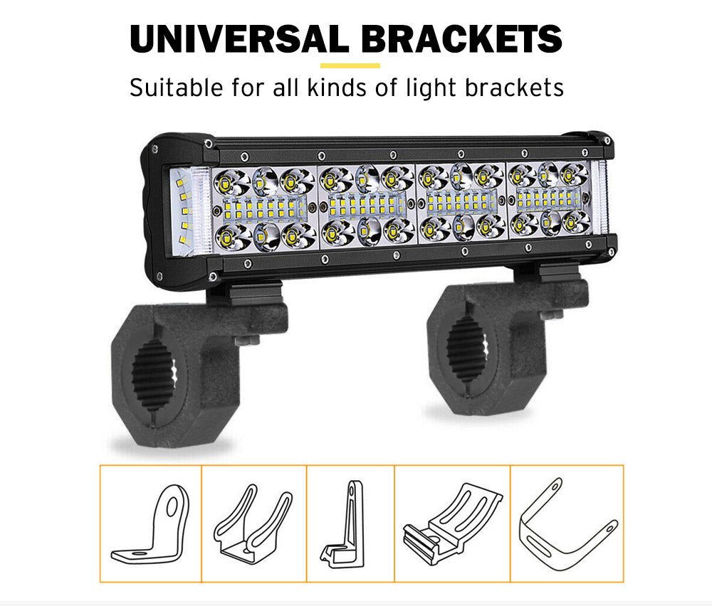 LIGHTFOX 2PCS Bullbar Mounting Bracket Kit 25 50mm Clamp LED Work Light Bar Tube Holder