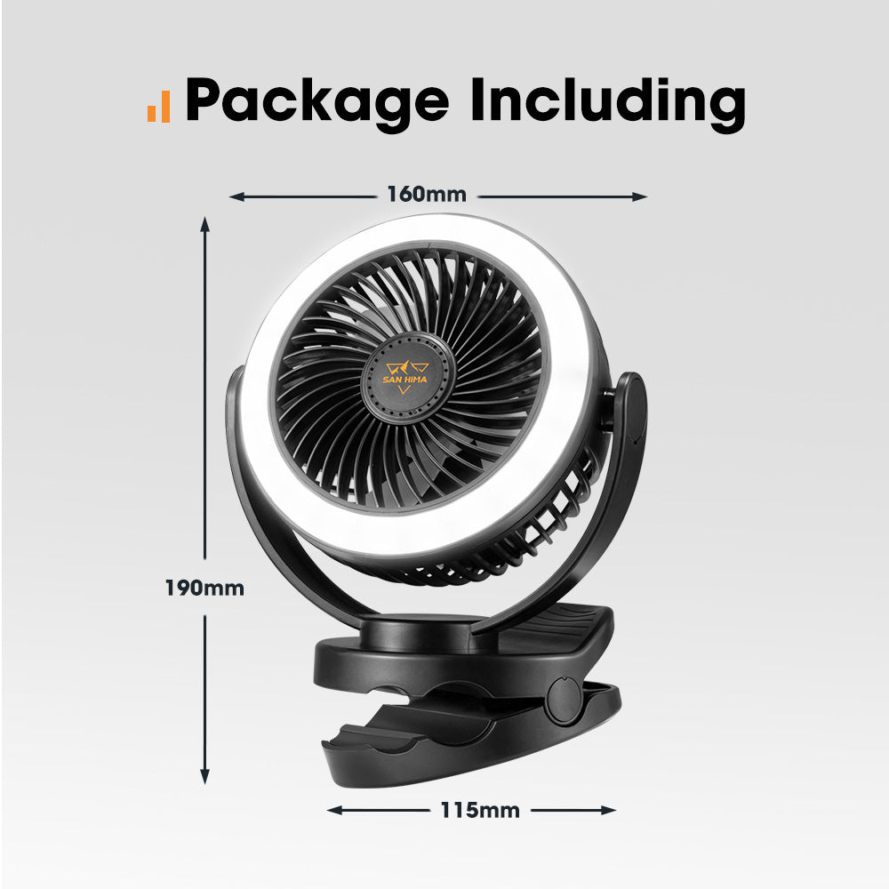2X 3X 4X San Hima 10000mAh Camping Fan Portable W/ LED Light USB Rechargeable