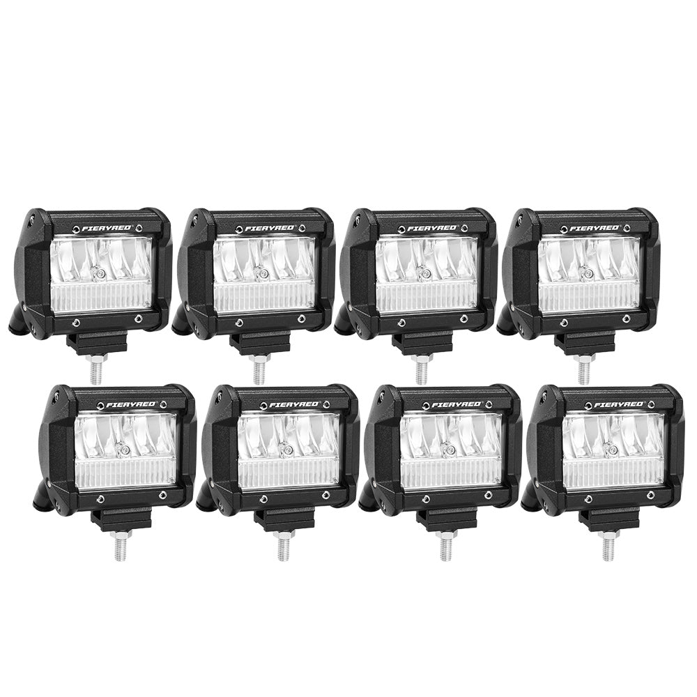 FIERYRED 8x 4inch LED Light Bar Spot Flood Beam Reverse 4WD 12V 24V