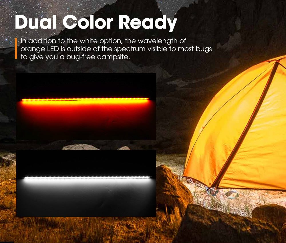 LIGHTFOX 6PCS 12V LED Strip Light Bar Waterproof Amber White Lights Camping Boat
