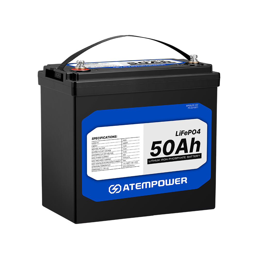 ATEMPOWER 50Ah 12V Lithium Battery LiFePO4 Deep Cycle Marine 4WD Replace AGM