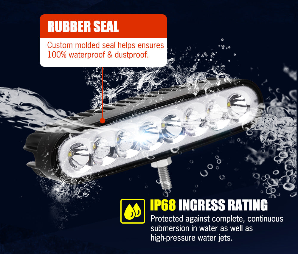 LIGHTFOX Pair 7 inch LED Light Bar Spot Flood Work Driving Reverse Lamp 12V 24V 6"