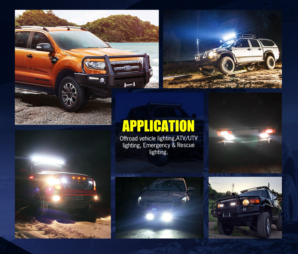 LIGHTFOX Pair 7 inch LED Light Bar Spot Flood Work Driving Reverse Lamp 12V 24V 6"