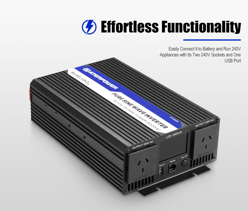 Atem Power Pure Sine Wave Power Inverter 1500W/3000W 12V to 240V Camping Car Boat