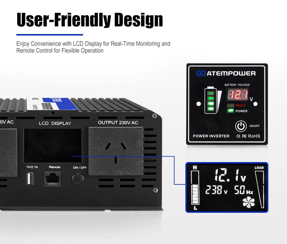 Atem Power Pure Sine Wave Power Inverter 12V to 240V 3000W/6000W Camping Car Boat