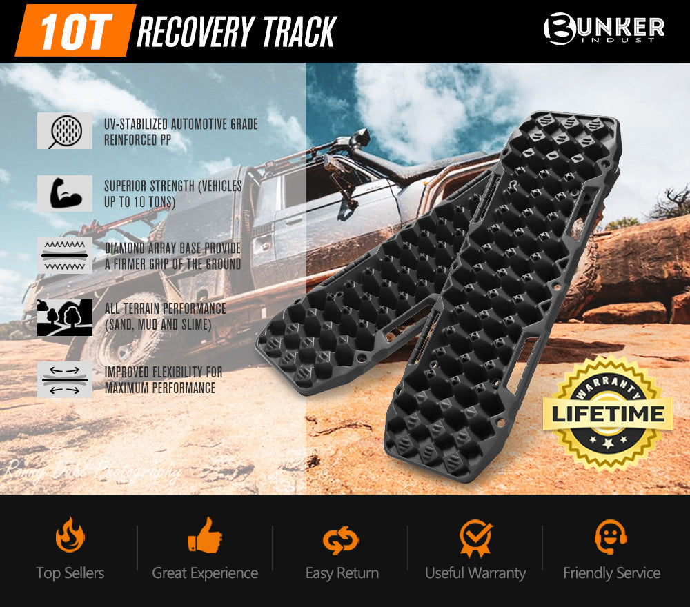 Bunker Indust 4WD Recovery Tracks /w Mounting Pins Jack Base Bag Snow Boards 4x4