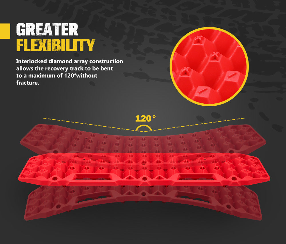 BUNKER INDUST Recovery Tracks 10T Sand Mud Snow Grass 4WD Accessory 1Pair Red
