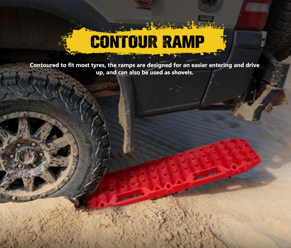 BUNKER INDUST Recovery Tracks 10T Sand Mud Snow Grass 4WD Accessory 1Pair Red