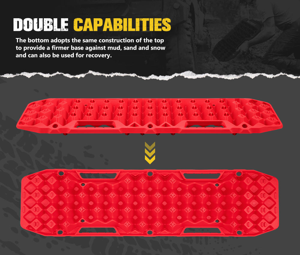 BUNKER INDUST Recovery Tracks 10T Sand Mud Snow Grass 4WD Accessory 1Pair Red