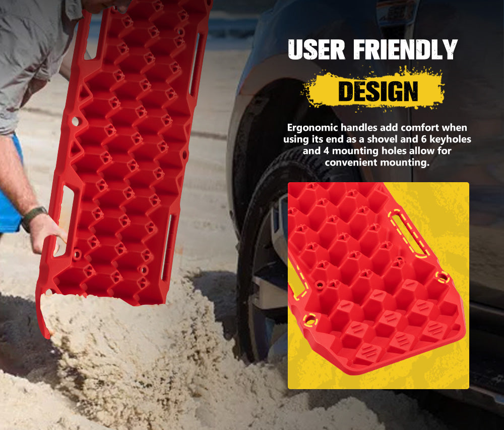 BUNKER INDUST Recovery Tracks 10T Sand Mud Snow Grass 4WD Accessory 1Pair Red