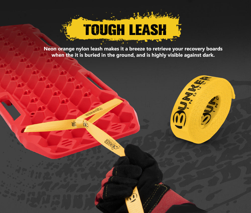 BUNKER INDUST Recovery Tracks 10T Sand Mud Snow Grass 4WD Accessory 1Pair Red