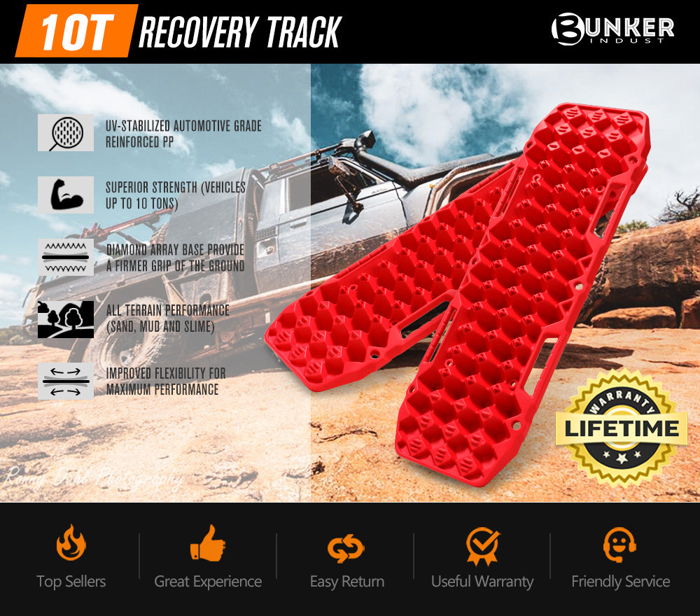 Bunker Indust 4WD Recovery Tracks /w Mounting Pins Jack Base Bag Snow Boards 4x4
