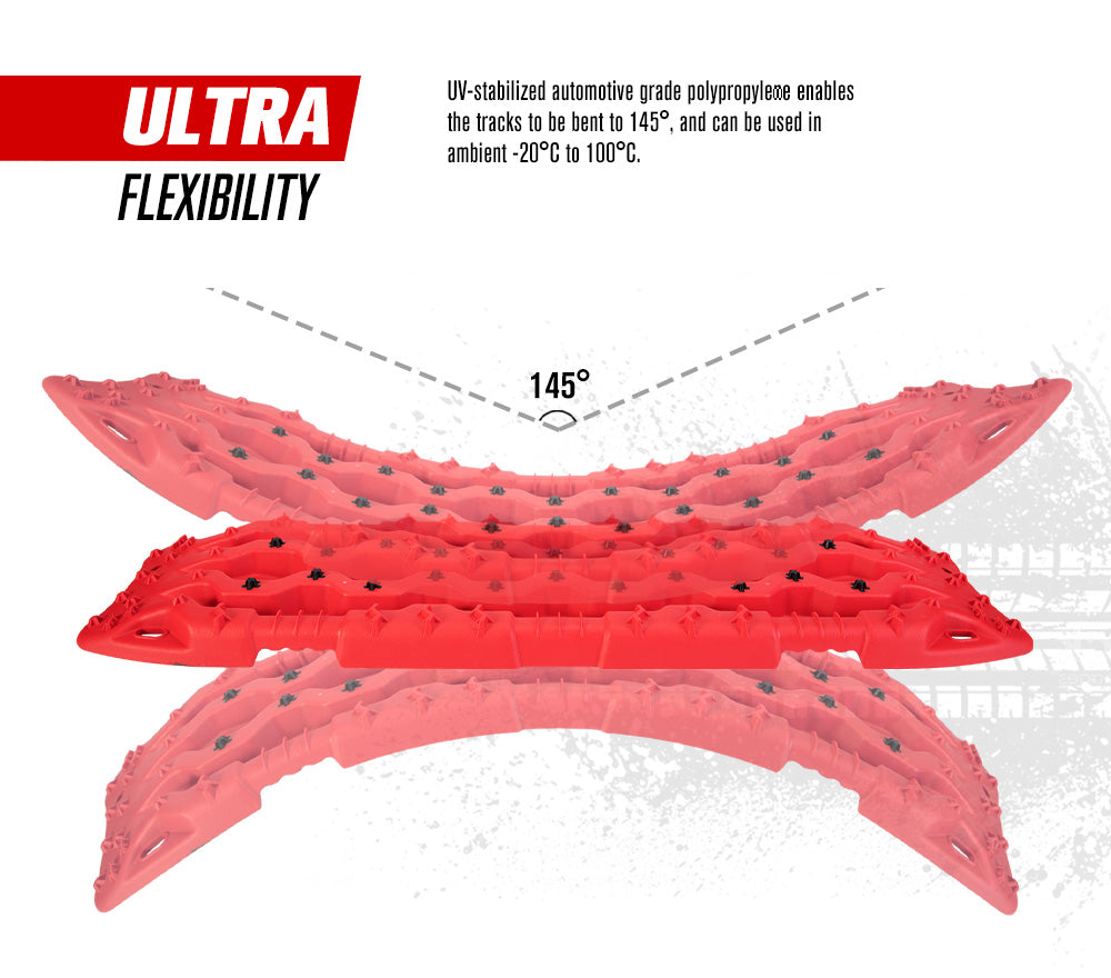 Fieryred Recovery Tracks 15T Board 4WD Vehicle Sand/Snow/Mud 1 Pair Red