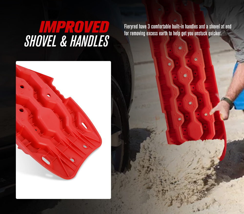 Fieryred Recovery Tracks 15T Boards /w Mounting Pins Sand Mud Snow 4x4 Track Red