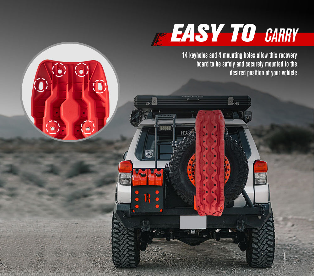 Fieryred Recovery Tracks 15T Boards /w Mounting Pins Sand Mud Snow 4x4 Track Red