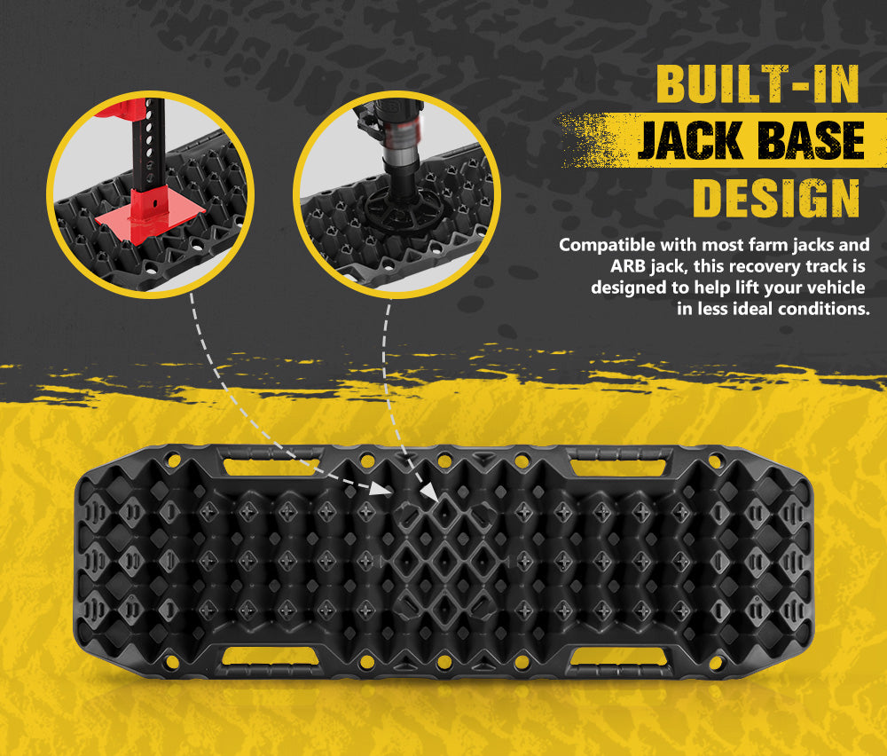 BUNKER INDUST Recovery Tracks Sand Track with Jack Base Pair 10T Mud Snow OffRoad 4WD Black