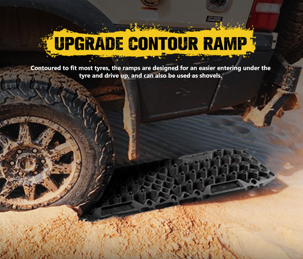 BUNKER INDUST Recovery Tracks Sand Track with Jack Base Pair 10T Mud Snow OffRoad 4WD Black