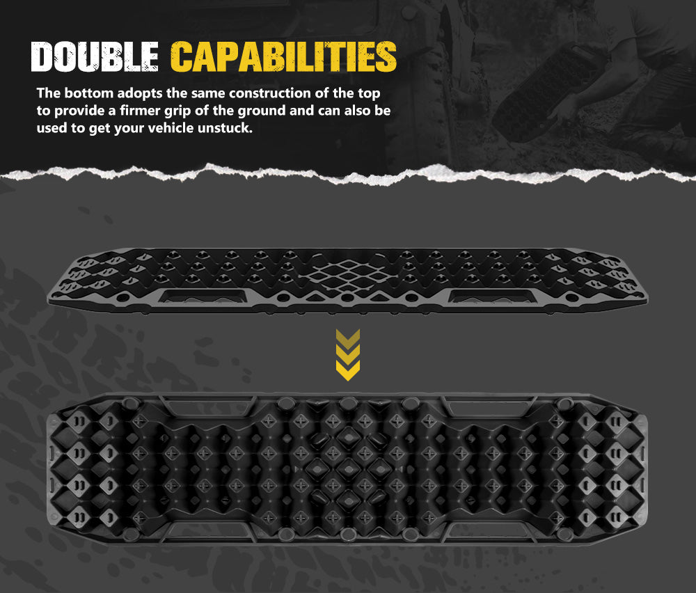BUNKER INDUST Recovery Tracks Sand Track with Jack Base Pair 10T Mud Snow OffRoad 4WD Black