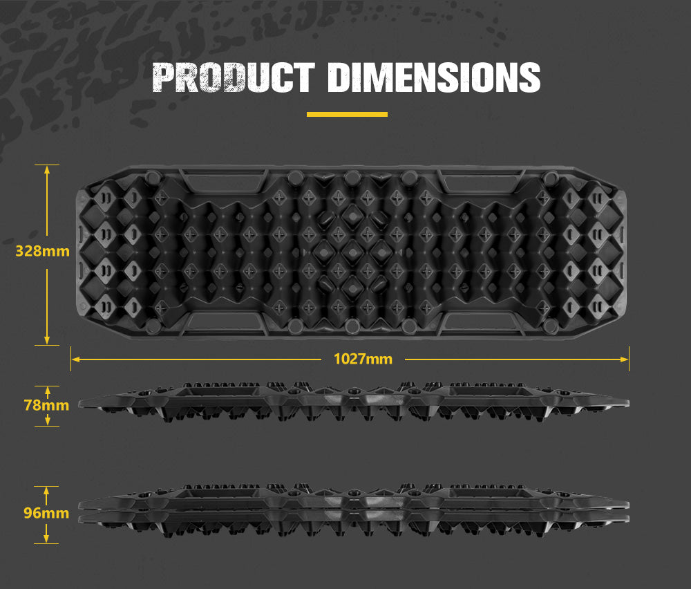 BUNKER INDUST Recovery Tracks Sand Track with Jack Base Pair 10T Mud Snow OffRoad 4WD Black