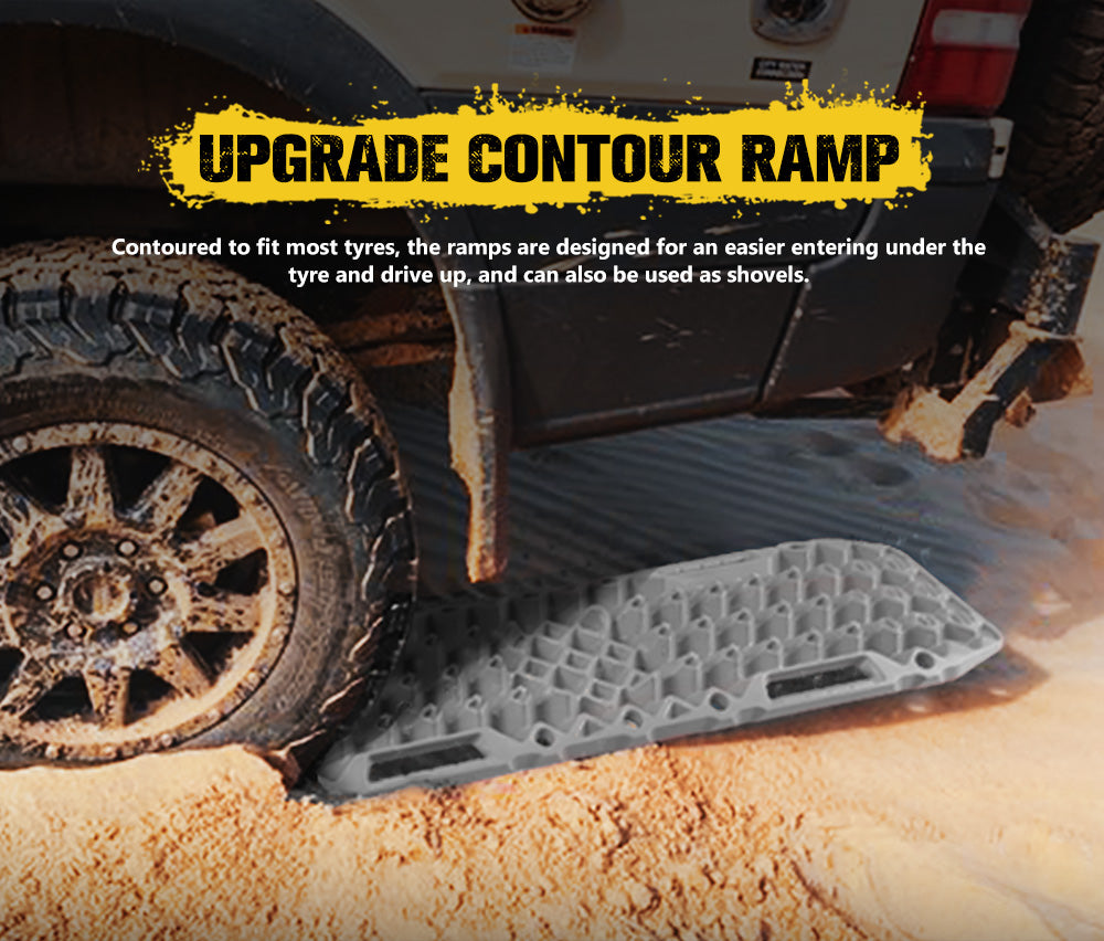 BUNKER INDUST Sand Recovery Tracks with Jack Base Mud Snow Grass Trax Car Offroad 4WD 4x4 Grey