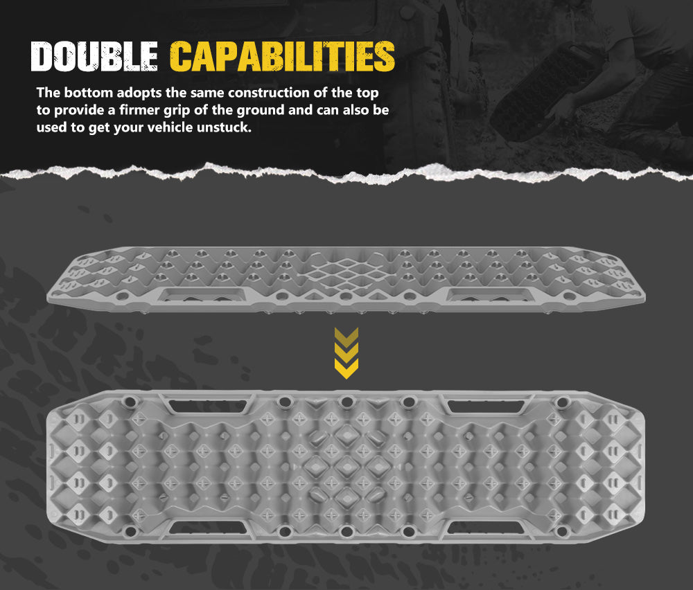 BUNKER INDUST Sand Recovery Tracks with Jack Base Mud Snow Grass Trax Car Offroad 4WD 4x4 Grey