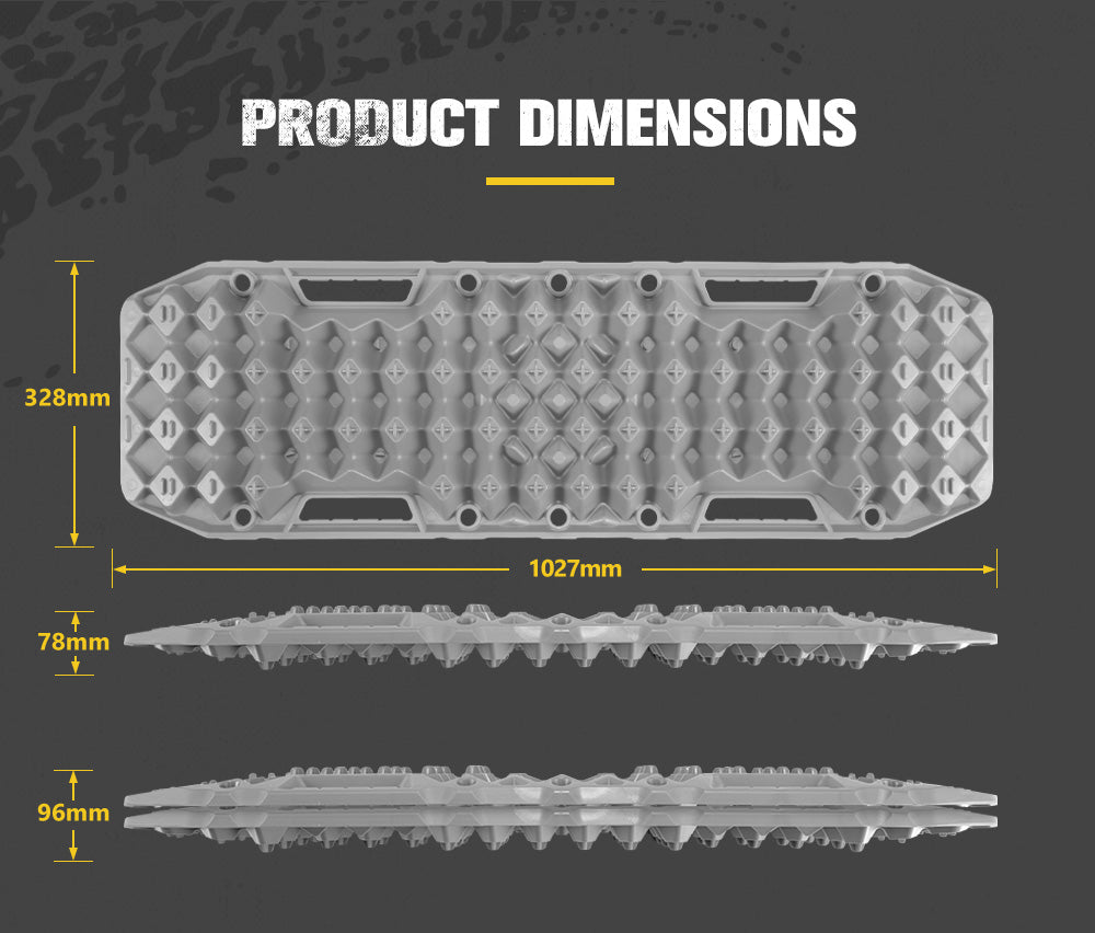 BUNKER INDUST Sand Recovery Tracks with Jack Base Mud Snow Grass Trax Car Offroad 4WD 4x4 Grey