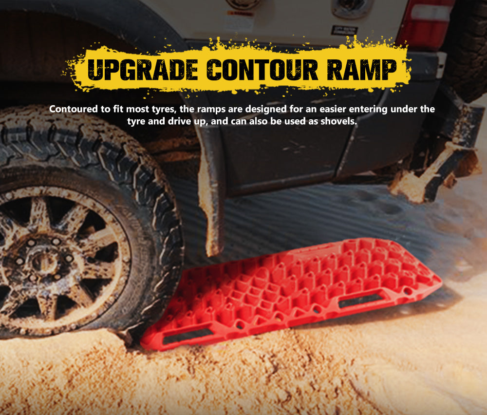 BUNKER INDUST Pair Recovery Tracks with Jack Base Sand Track Red 10T 4WD Car Accessories 4x4