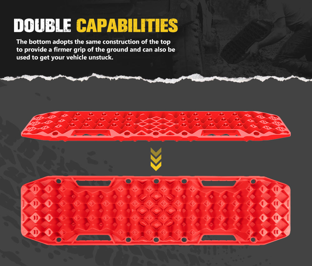 BUNKER INDUST Pair Recovery Tracks with Jack Base Sand Track Red 10T 4WD Car Accessories 4x4
