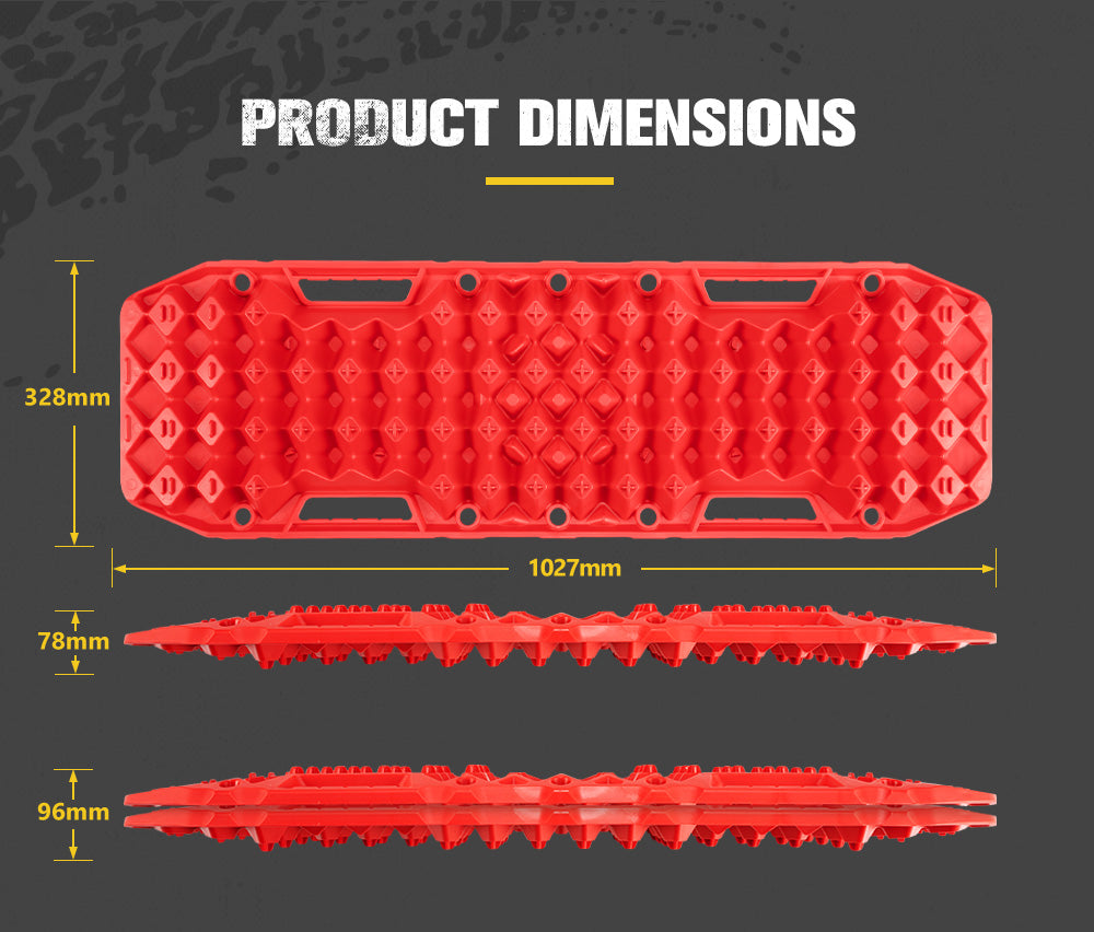 BUNKER INDUST Pair Recovery Tracks with Jack Base Sand Track Red 10T 4WD Car Accessories 4x4