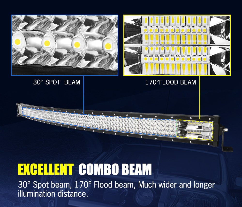 LIGHTFOX 50inch LED Light Bar Curved Combo BeamDriving Offroad 4x4 52"
