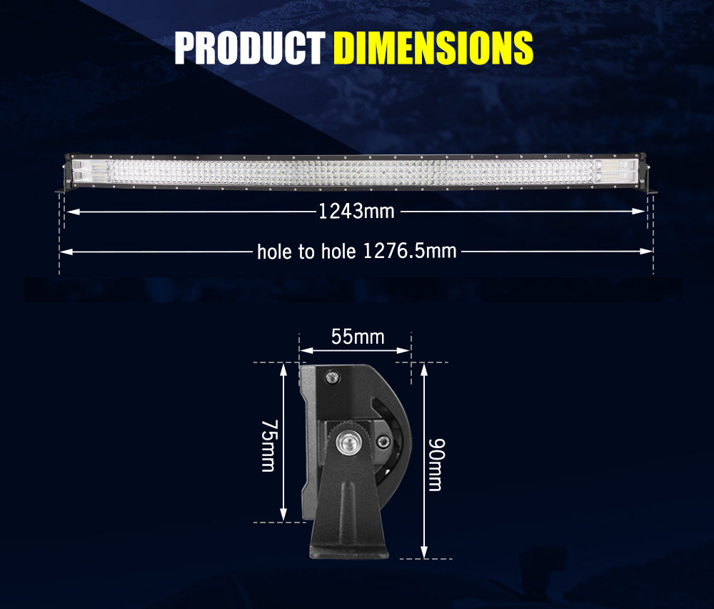 LIGHTFOX 50inch LED Light Bar Curved Combo BeamDriving Offroad 4x4 52"
