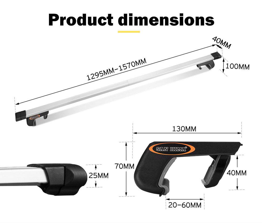 SAN HIMA Universal Roof Rack Rails 820-1490MM Silver