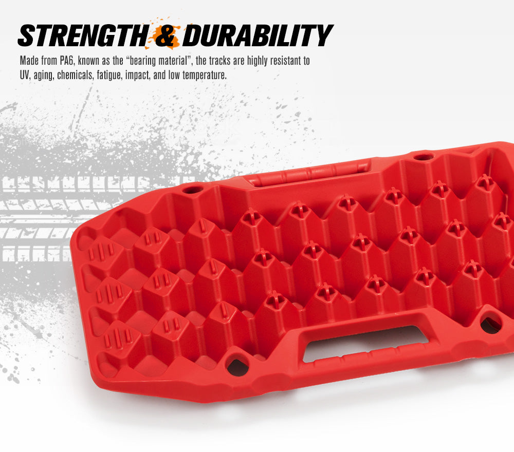 BUNKER INDUST Pair Recovery Tracks Sand Track Red 15T 4WD Car Accessories 4x4