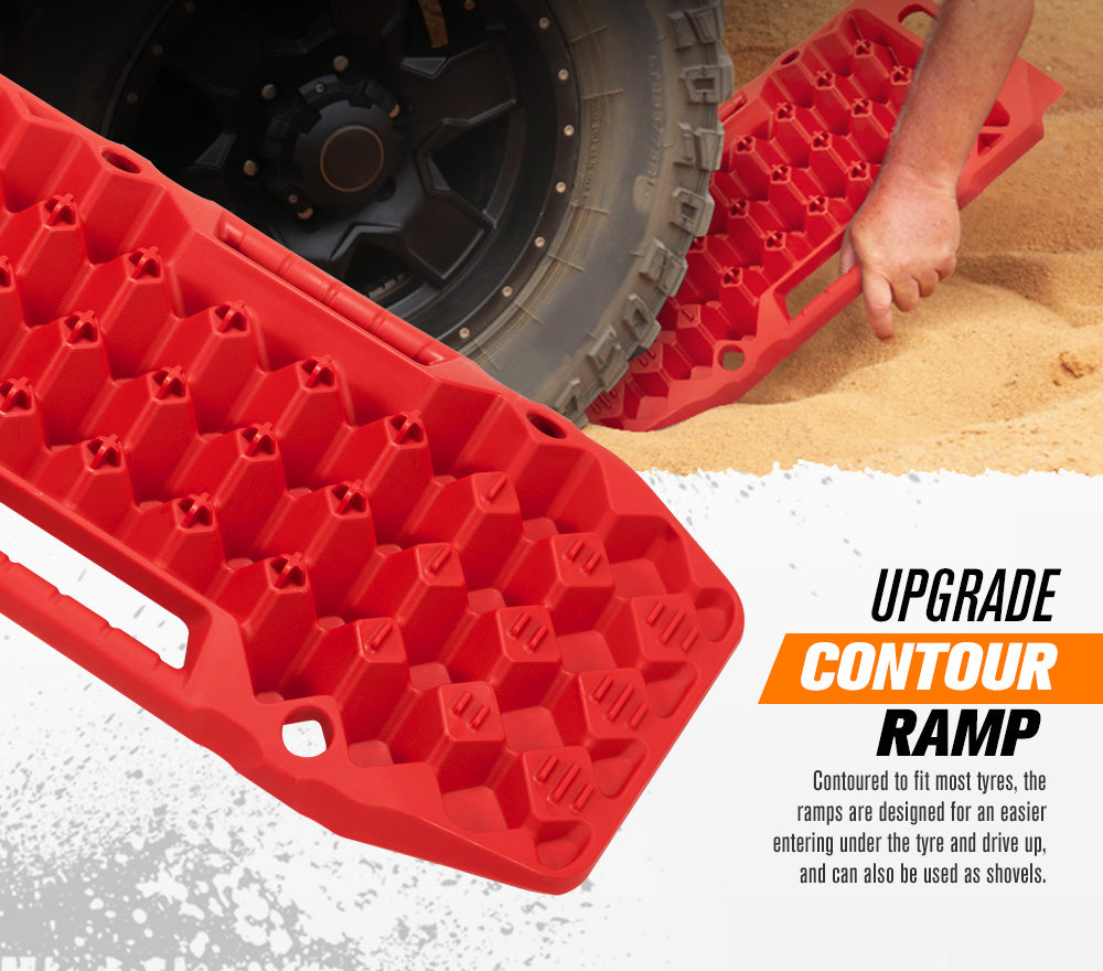 BUNKER INDUST Pair Recovery Tracks Sand Track Red 15T 4WD Car Accessories 4x4