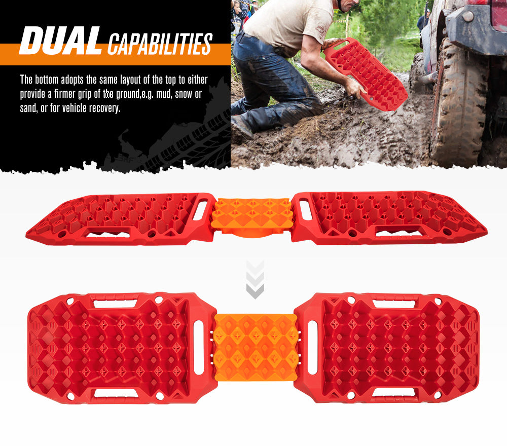 BUNKER INDUST Pair Recovery Tracks Sand Track Red 15T 4WD Car Accessories 4x4