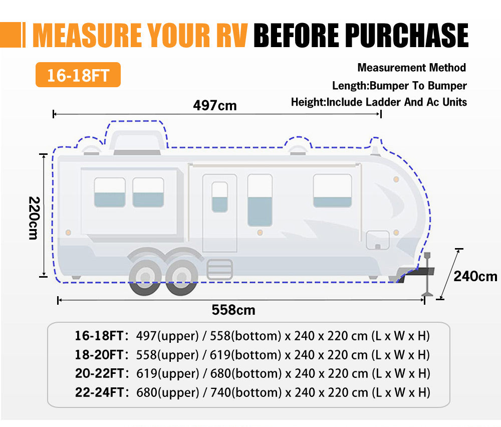 San Hima Caravan Cover Campervan 4 Layer Heavy Duty UV Carry bag Covers