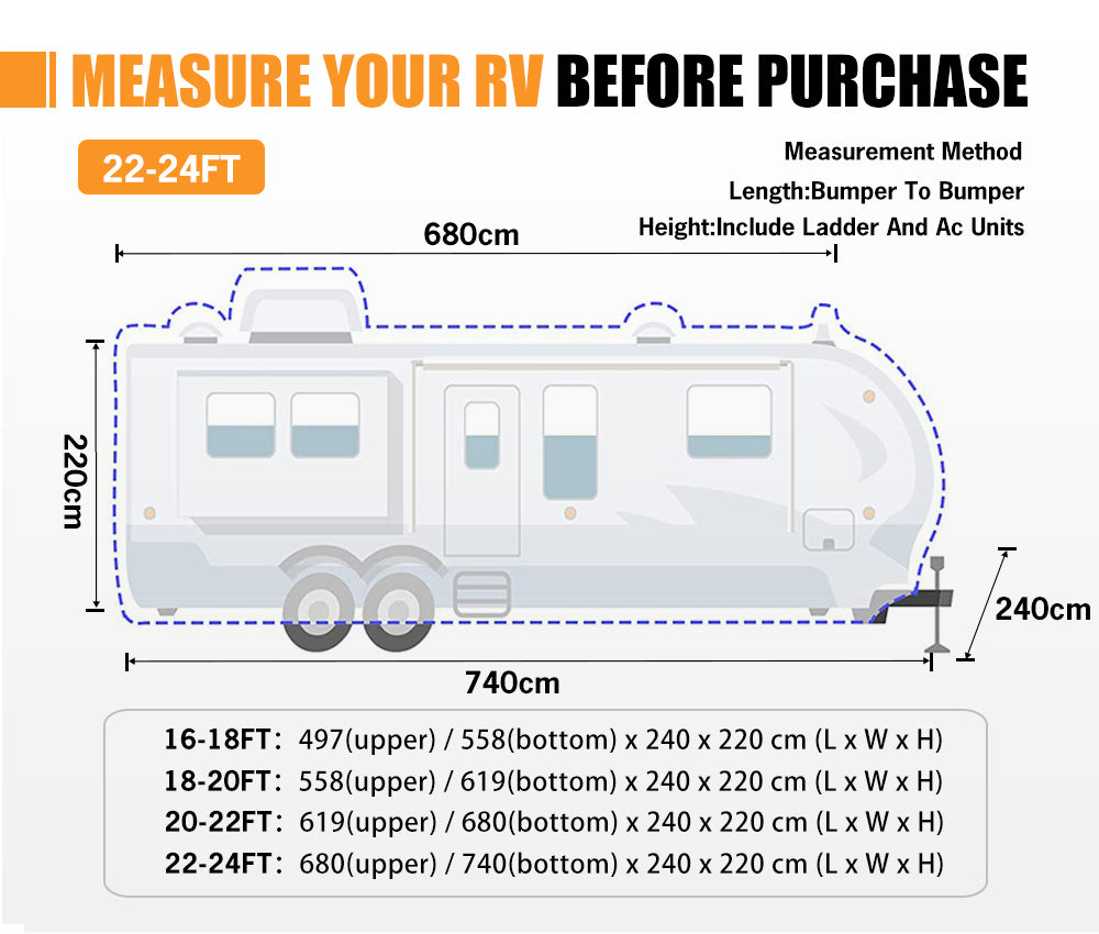 SAN HIMA 22-24ft Caravan Campervan Cover UV Carry bag  4 Layer