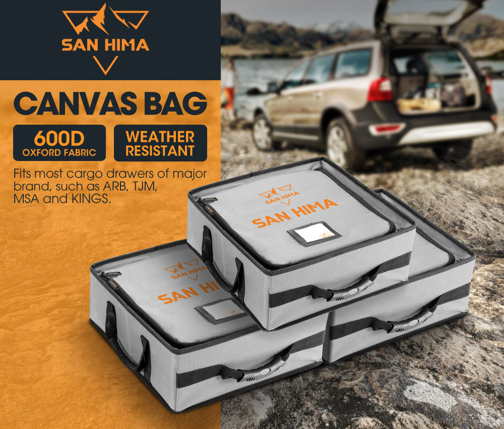 SAN HIMA 3x Tough Canvas Bag Camping Storage Bag Weather Resistant 4WD