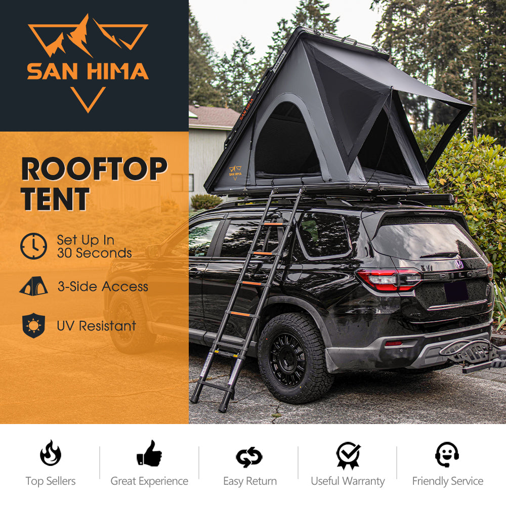 San Hima Kalbarri Lite Rooftop Tent Hardshell With Ladder & Rack Grey Camping