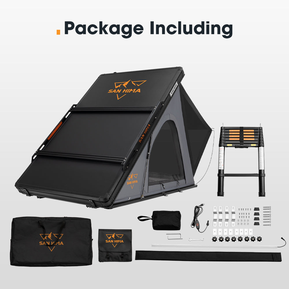San Hima Kalbarri Lite Rooftop Tent Hardshell With Ladder & Rack Grey Camping
