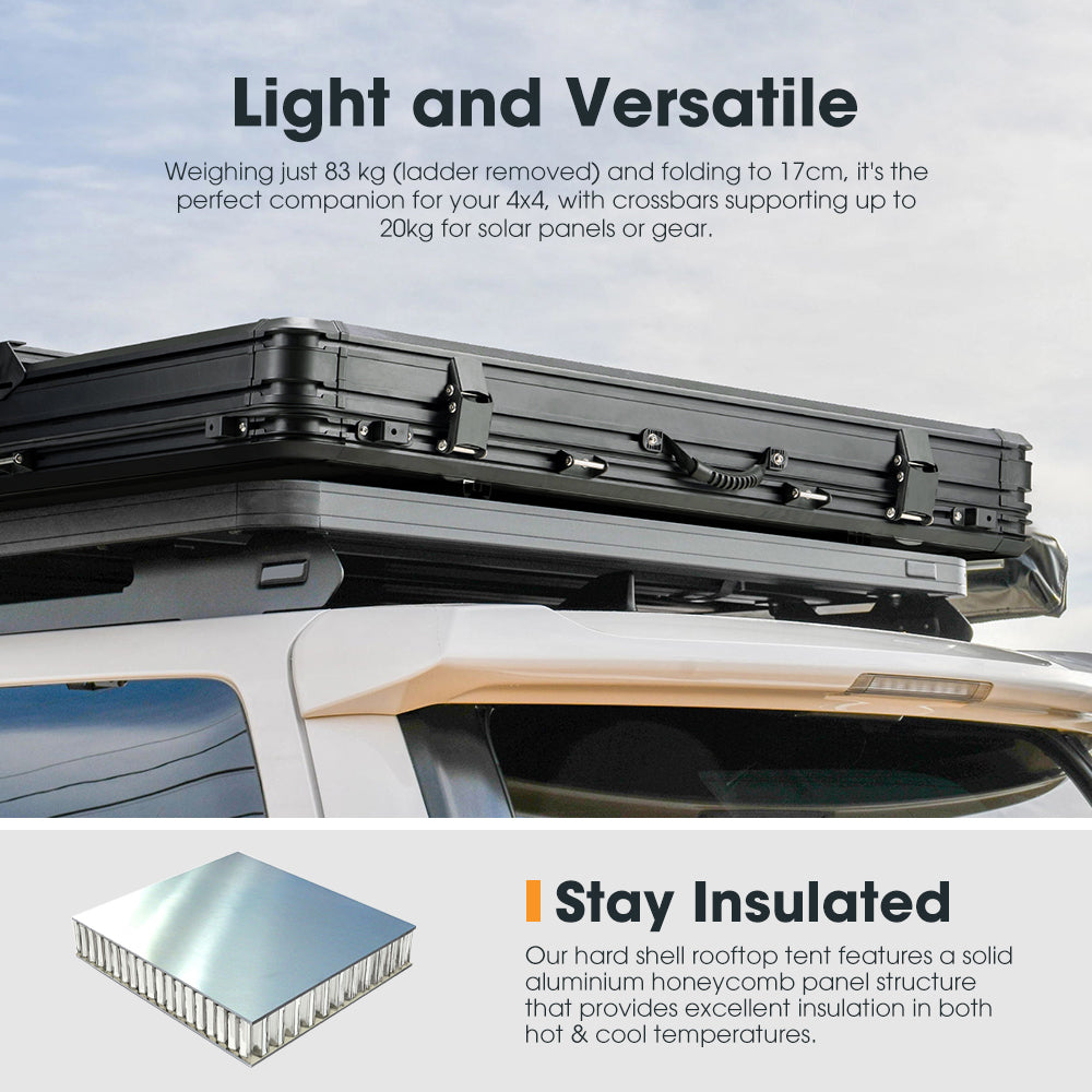 San Hima Kalbarri X Rooftop Tent Hardshell With Ladder + 200W Solar Panel