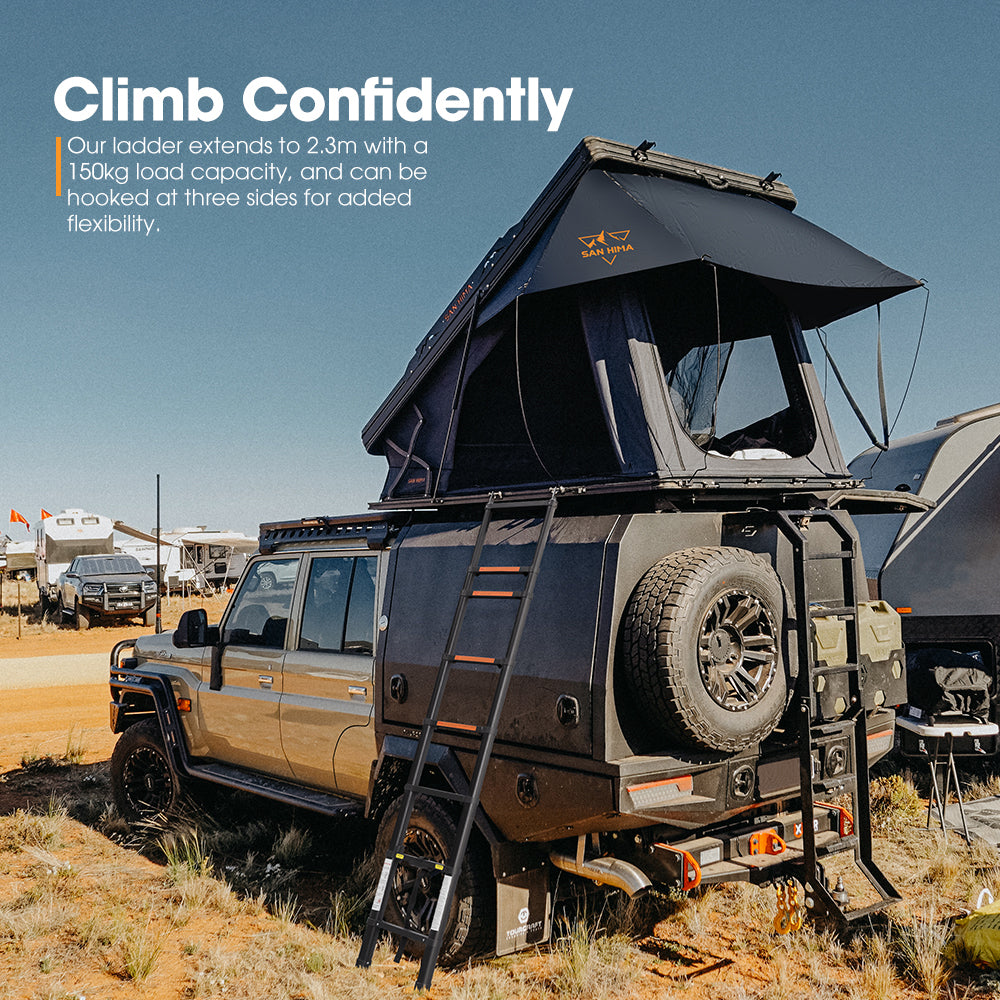 San Hima Kalbarri X Rooftop Tent Hardshell With Ladder + 200W Solar Panel