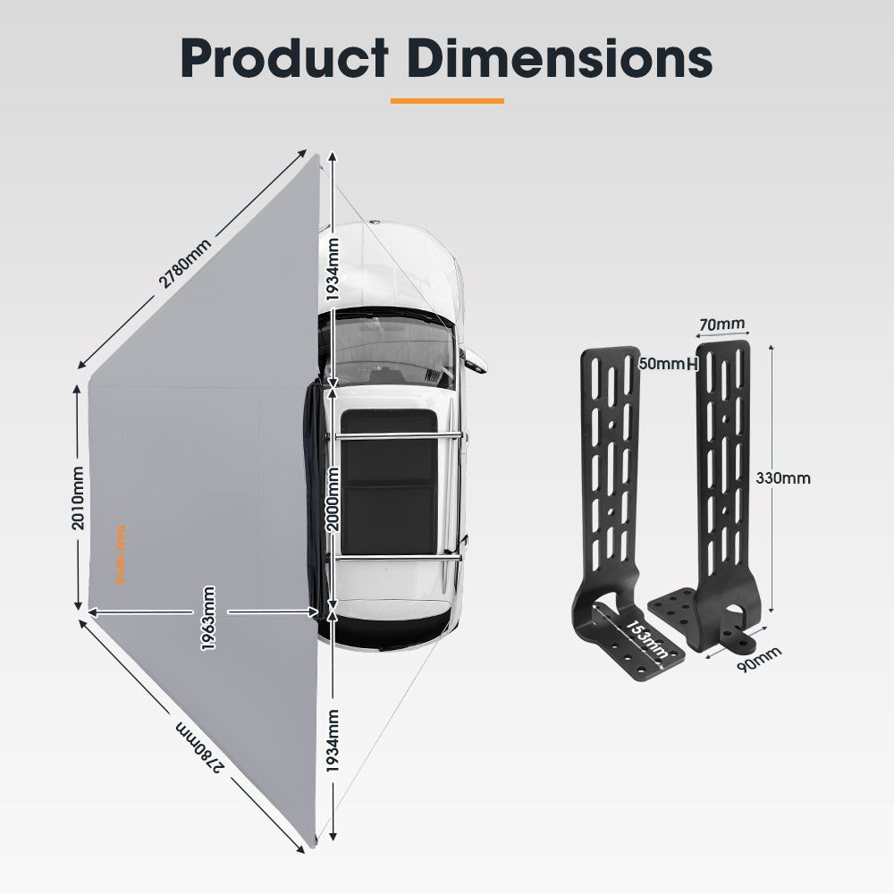 San Hima 180 Degree Free-Standing Awning With "L" Bracket 600D Double-Ripstop