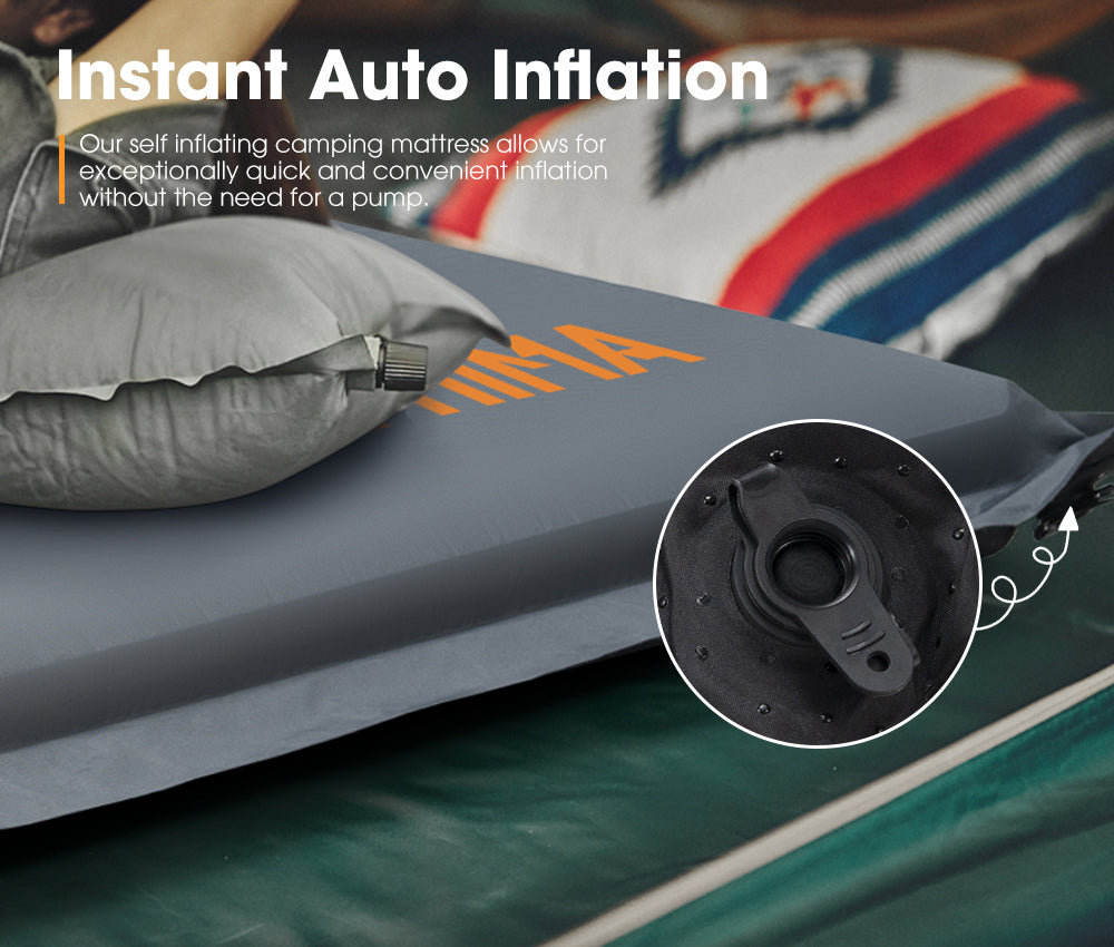 San Hima Self Inflating Mattress 10cm Sleeping Mat Camping Hiking Air Bed Double